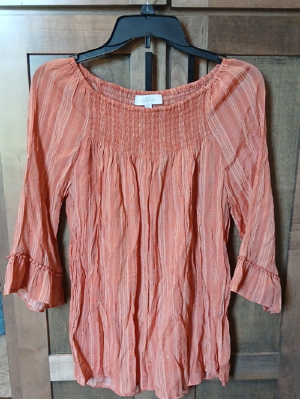 Women's Rust Orange Peasant Blouse - New Directions Brand